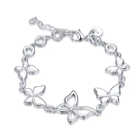 Trendy bracelet with butterflies - 925 sterling silver