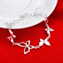 Trendy bracelet with butterflies - 925 sterling silver