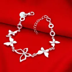 Trendy bracelet with butterflies - 925 sterling silver