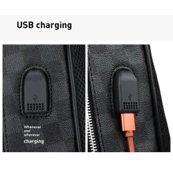 Polo backpack - plaid design - USB charging port - waterproof