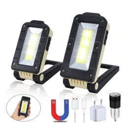 Multifunctional COB work light - USB - rechargeable - 180 degree adjustable - magnet design camping lightTorches