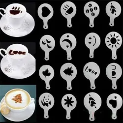 Coffee decoration - plastic stencil - 16 pieces