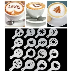Coffee decoration - plastic stencil - 16 pieces