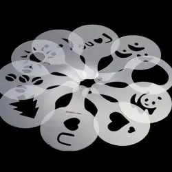 Coffee decoration - plastic stencil - 16 pieces