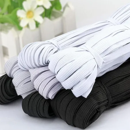 3/6/8/10MM - White/black - Flat Elastic Bands - DIY sewing