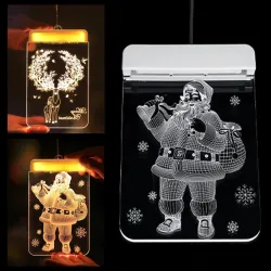Christmas 3D decoration for door / window - LED light - transparent plate with suction cup