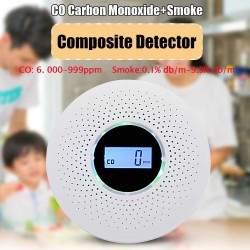 Smoke / carbon monoxide detector - with sound warning / numbers display - battery poweredHome security