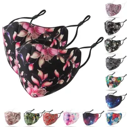 Protective face / mouth mask - PM2.5 - reusable - floral print - 2 pieces