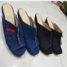 High Heels - Denim Slippers - Black - BlueHigh heels