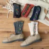 Embroidery Flower Socks - Ethnic Style - Women