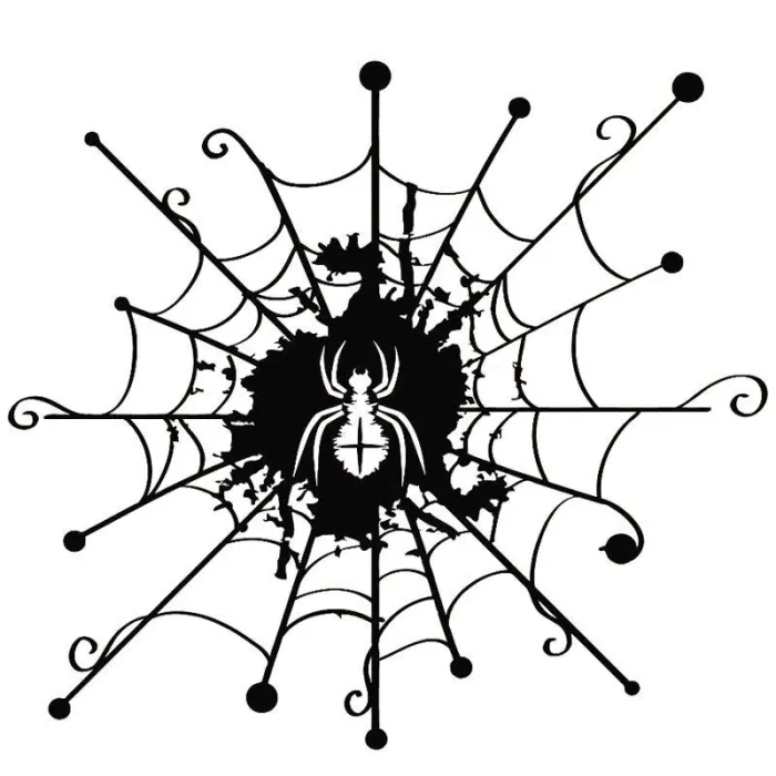 Cartoon web with a spider - car sticker