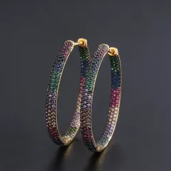 Rainbow hoop earrings - cubic zirconiaEarrings