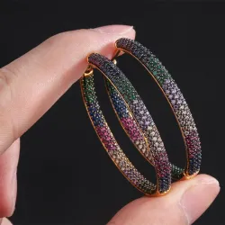 Rainbow hoop earrings - cubic zirconiaEarrings