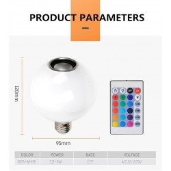 12W - E27 - RGB - LED bulb with Bluetooth speaker - remote controlE27