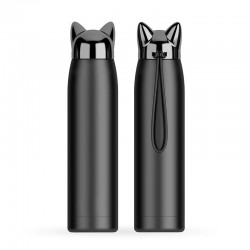 Double wall vacuum thermos - water bottle - thermal mug with fox ears - stainless steel - 320mlThermos bottles