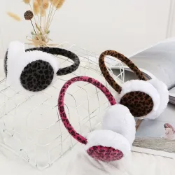 Leopard print plush earmuffs