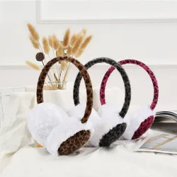 Leopard print plush earmuffs