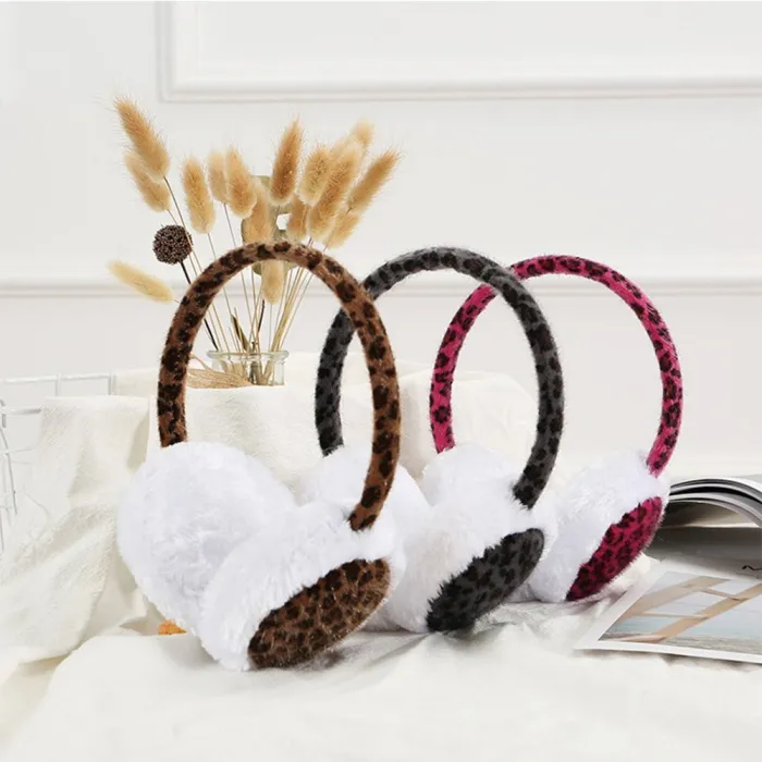 Leopard print plush earmuffs