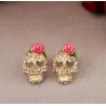 Crystal skull with rose - small earringsEarrings