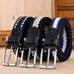 Braided elastic belt - leather - unisex
