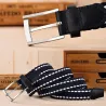 Braided elastic belt - leather - unisex