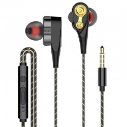 Wired earphones - earpods - high bass - dual drive - with microphone - 3.5mm