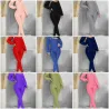 Elegant textured ribbed jumpsuit - long sleeve top - cut-out back - set