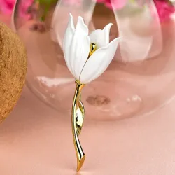 White tulip - elegant brooch