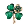 Four leaf clover - crystal brooch