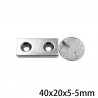 N35 - neodymium magnet - with double 5mm hole - 40 * 20 * 5mm - 1 - 30 pieces