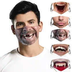 Mouth / face protective mask - reusable - cotton - 3D funny printing