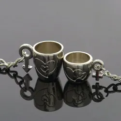 Engraved heart cups - keychain for couples - 2 piecesKeyrings