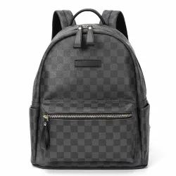 POLO - vintage leather backpack - plaid design