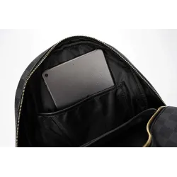 POLO - vintage leather backpack - plaid design