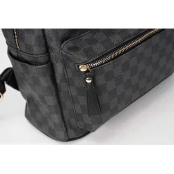 POLO - vintage leather backpack - plaid design
