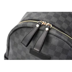 POLO - vintage leather backpack - plaid design