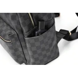 POLO - vintage leather backpack - plaid design