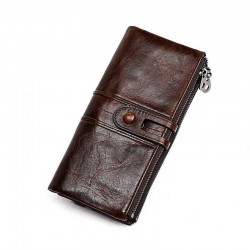 Long wallet with zipper - genuine leather