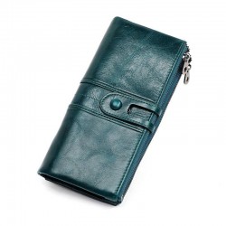 Long wallet with zipper - genuine leather