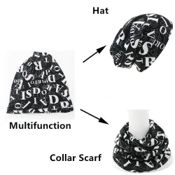 Multifunctional beanie - scarf - design with letters - unisex