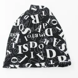 Multifunctional beanie - scarf - design with letters - unisex