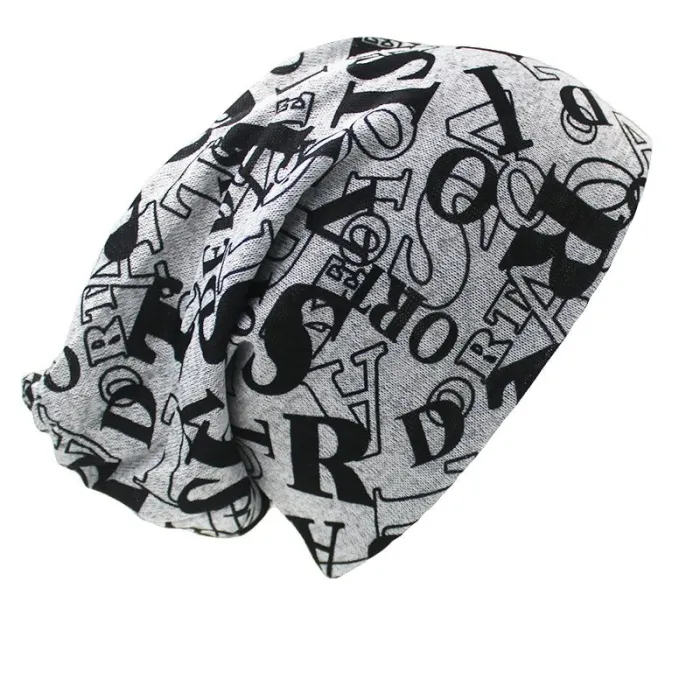 Multifunctional beanie - scarf - design with letters - unisex