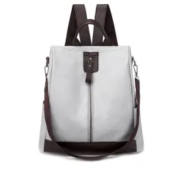 Retro leather backpack / shoulder bag with zippers
