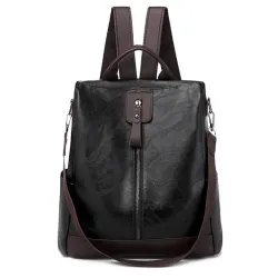 Retro leather backpack / shoulder bag with zippers