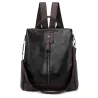 Retro leather backpack / shoulder bag with zippers