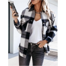 Vintage plaid shirt with long sleeves and buttons - jacket