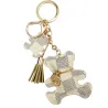 Leather bear keychain - with tasselsKeyrings