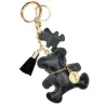 Leather bear keychain - with tassels