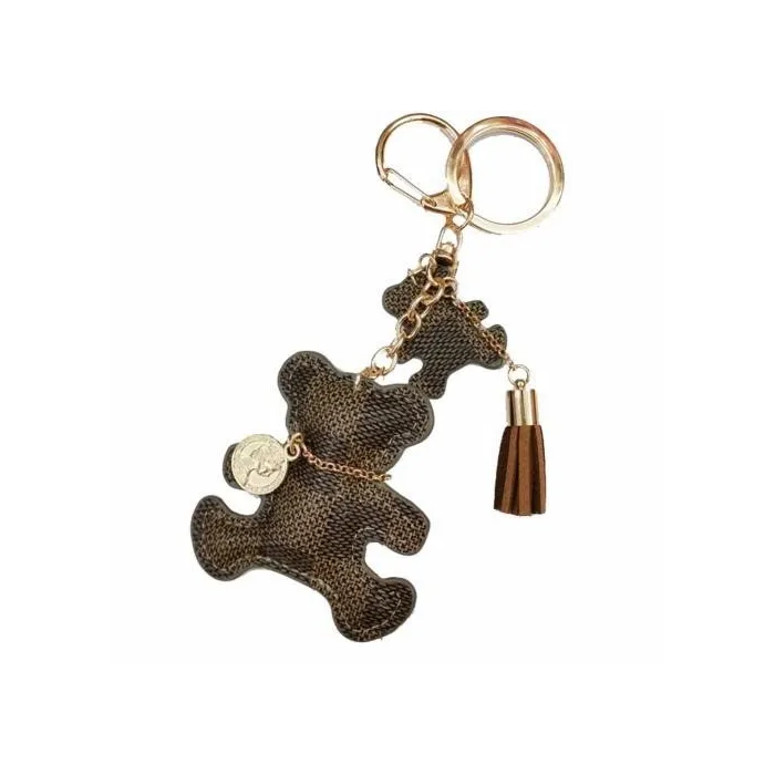 Leather bear keychain - with tasselsKeyrings