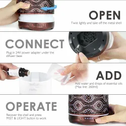 Air humidifier - essential oils diffuser - 7 colors - night light - 260ml